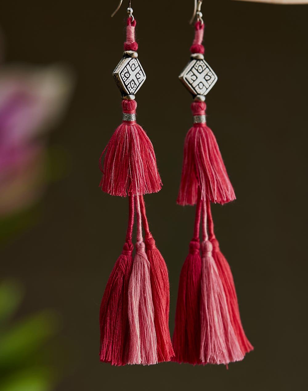 Pink Metal Dangler Earrings from FABINDIA
