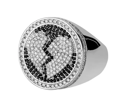 Broken heart Diamond Signet ring by Drip Project