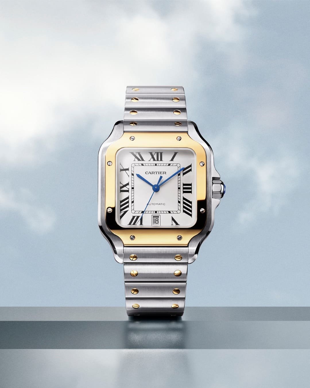 Cartier Santos De Cartier Large Automatic Yellow Gold and Steel Watch