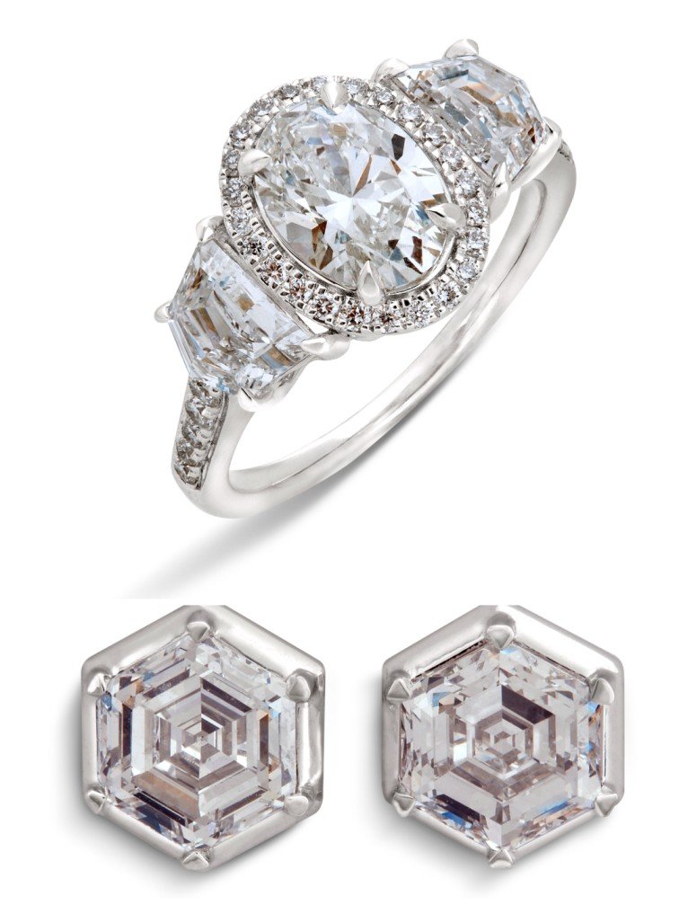 Aukera's Triumph of Venus ring and Lonsdaleite Diamond Stud earrings