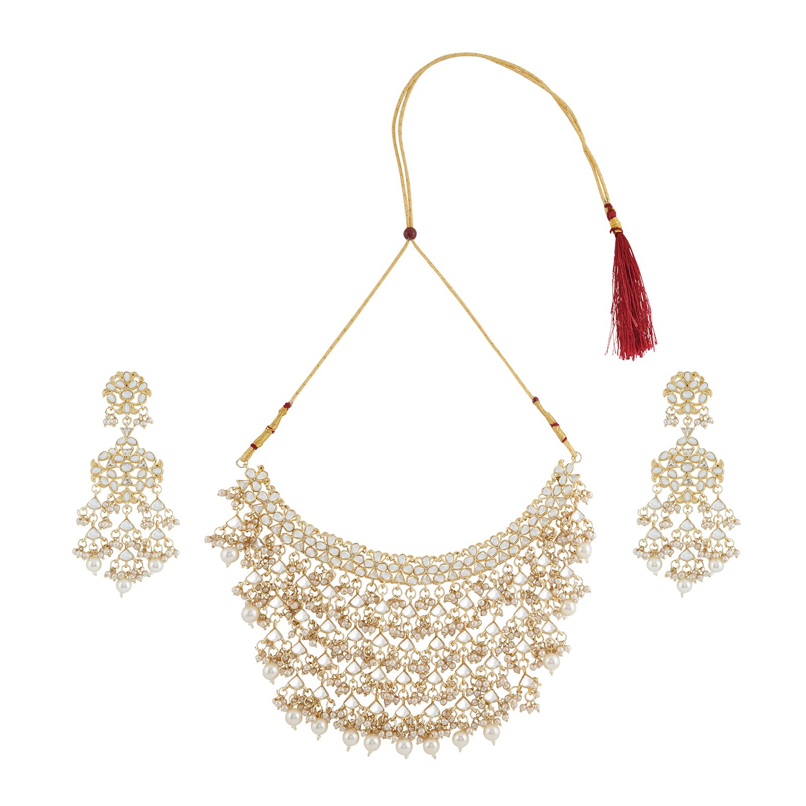 Teejh Kanica Pearl and Polki Necklace Set