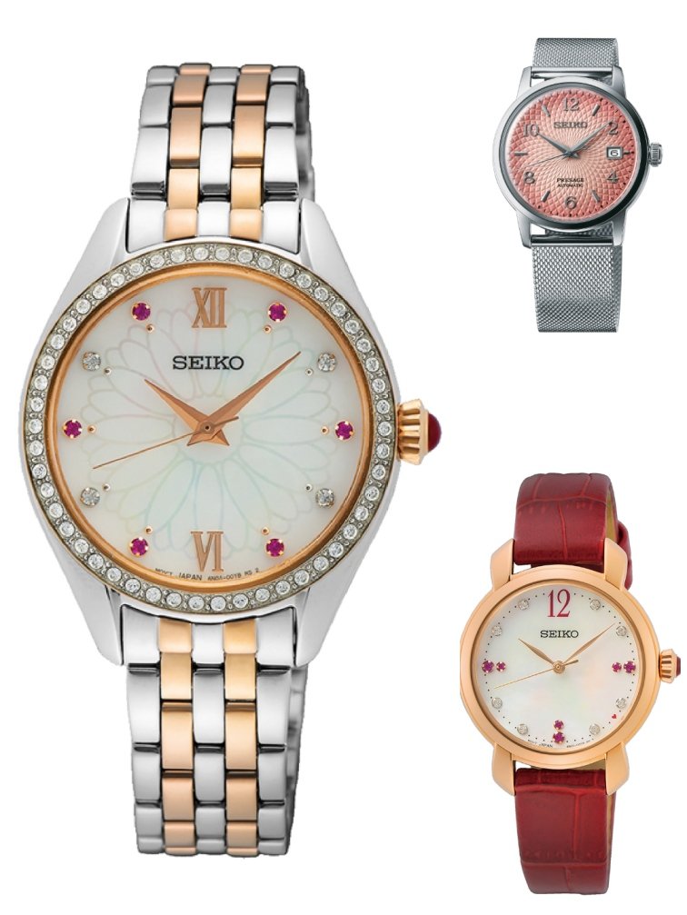 (Top right) Seiko Tequila Sunset Limited Edition; (Left) Ladies dress watch and (Bottom right) Special Ladies watch