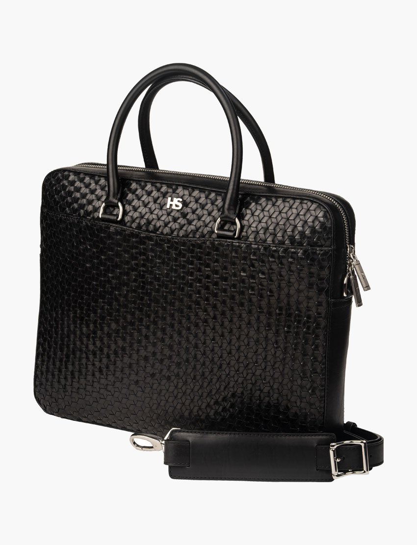 Diamond Weave Slim Briefcase by H&S