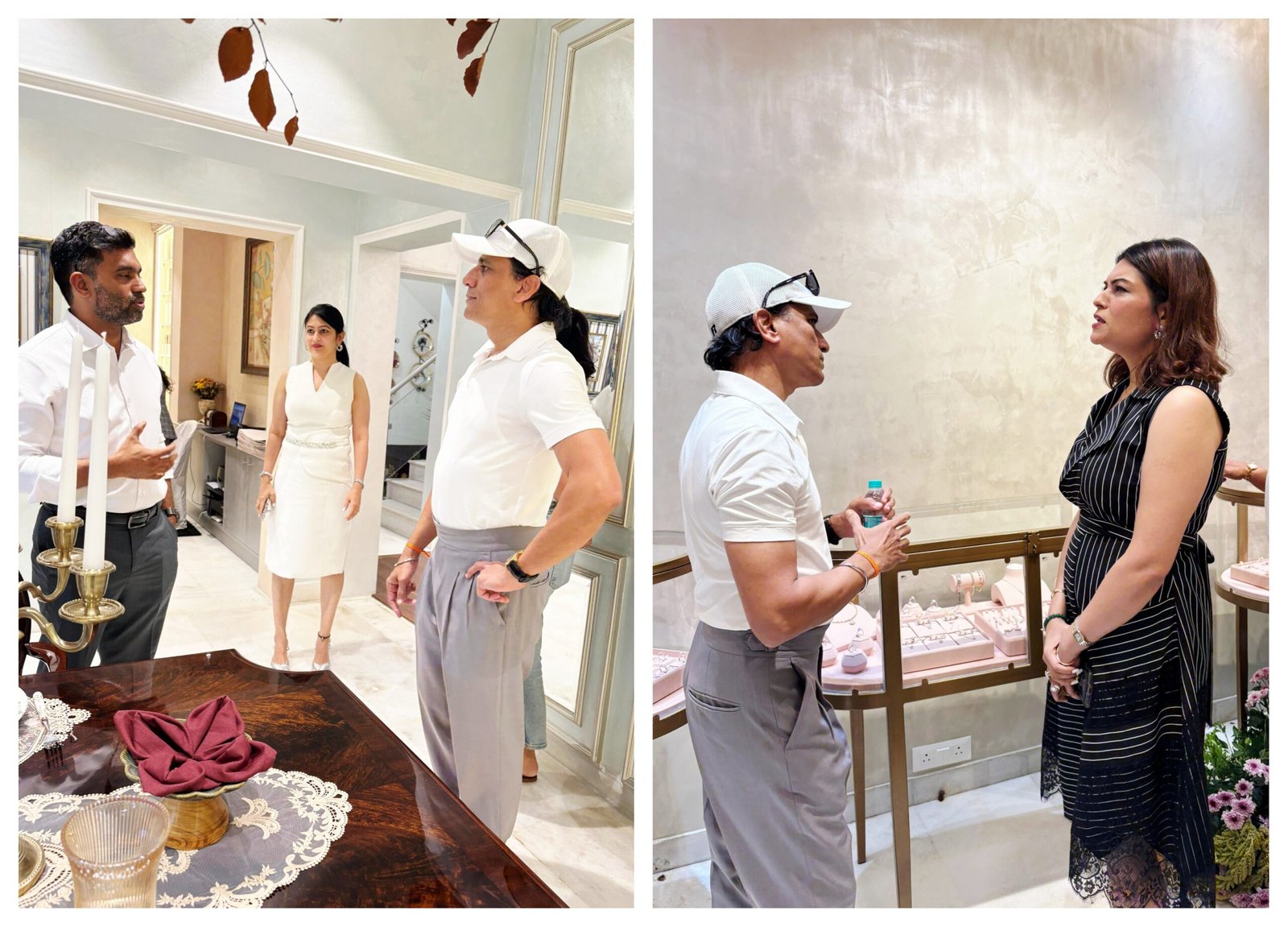 (Left) Rajeev Mokashi with Jacob; (Right) with Darshana, Founder & CEO, Adaia Diamonds