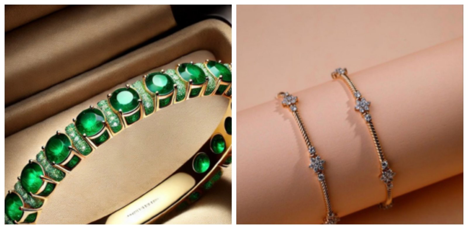Emerald Gold & Rose Floral Gold bangle